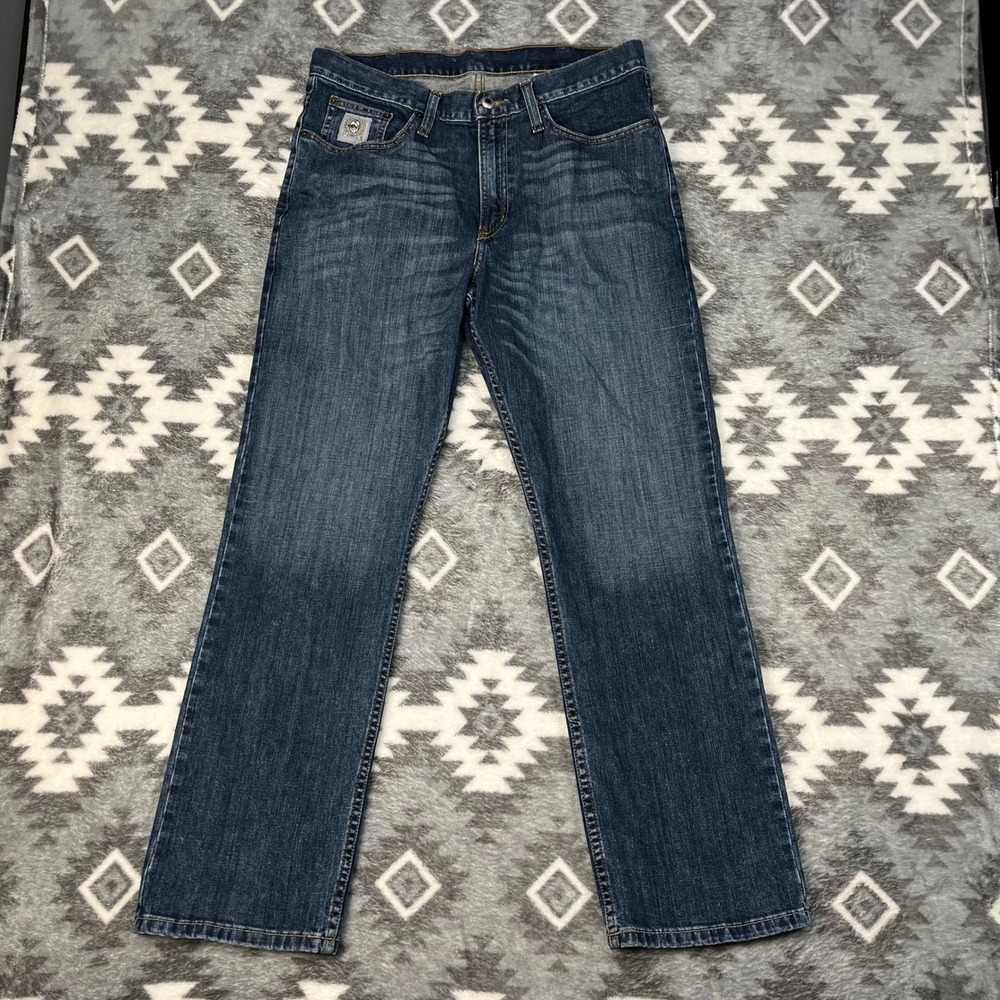 Cinch Silver Label Mens Blue Medium Wash Straight Leg Denim Jeans 32x30